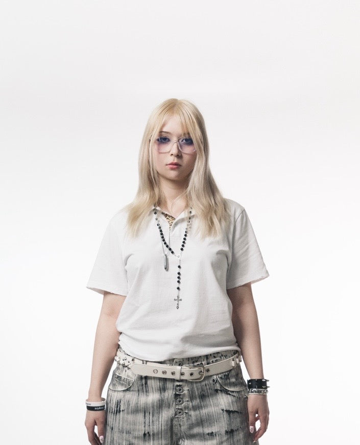 Sashiko Polo White